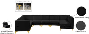 Alina Velvet / Engineered Wood / Metal / Foam Contemporary Black Velvet Modular Sectional - 119" W x 119" D x 31" H
