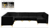 Alina Velvet / Engineered Wood / Metal / Foam Contemporary Black Velvet Modular Sectional - 119" W x 119" D x 31" H