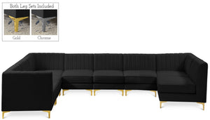 Alina Velvet / Engineered Wood / Metal / Foam Contemporary Black Velvet Modular Sectional - 119" W x 119" D x 31" H