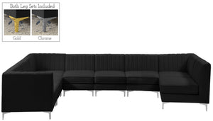 Alina Velvet / Engineered Wood / Metal / Foam Contemporary Black Velvet Modular Sectional - 119" W x 119" D x 31" H