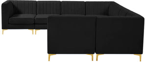 Alina Velvet / Engineered Wood / Metal / Foam Contemporary Black Velvet Modular Sectional - 119" W x 119" D x 31" H