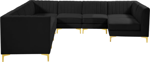 Alina Velvet / Engineered Wood / Metal / Foam Contemporary Black Velvet Modular Sectional - 119" W x 119" D x 31" H