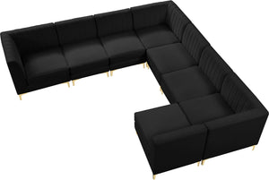 Alina Velvet / Engineered Wood / Metal / Foam Contemporary Black Velvet Modular Sectional - 119" W x 119" D x 31" H