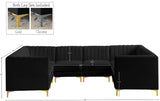 Alina Velvet / Engineered Wood / Metal / Foam Contemporary Black Velvet Modular Sectional - 119" W x 93" D x 31" H