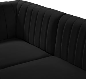Alina Velvet / Engineered Wood / Metal / Foam Contemporary Black Velvet Modular Sectional - 119" W x 93" D x 31" H