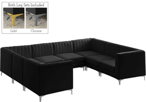 Alina Velvet / Engineered Wood / Metal / Foam Contemporary Black Velvet Modular Sectional - 119" W x 93" D x 31" H