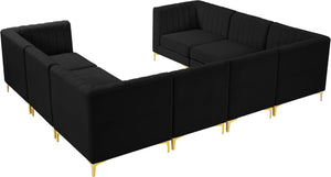 Alina Velvet / Engineered Wood / Metal / Foam Contemporary Black Velvet Modular Sectional - 119" W x 93" D x 31" H