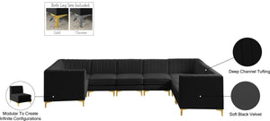 Alina Velvet / Engineered Wood / Metal / Foam Contemporary Black Velvet Modular Sectional - 145" W x 93" D x 31" H