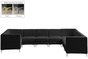 Alina Velvet / Engineered Wood / Metal / Foam Contemporary Black Velvet Modular Sectional - 145" W x 93" D x 31" H
