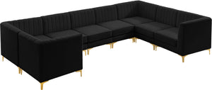 Alina Velvet / Engineered Wood / Metal / Foam Contemporary Black Velvet Modular Sectional - 145" W x 93" D x 31" H