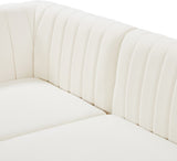 Alina Velvet / Engineered Wood / Metal / Foam Contemporary Cream Velvet Armless Chair - 26" W x 33.5" D x 31" H