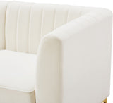 Alina Velvet / Engineered Wood / Metal / Foam Contemporary Cream Velvet Armless Chair - 26" W x 33.5" D x 31" H