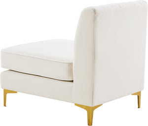 Alina Velvet / Engineered Wood / Metal / Foam Contemporary Cream Velvet Armless Chair - 26" W x 33.5" D x 31" H