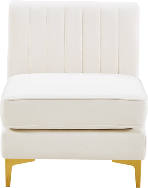 Alina Velvet / Engineered Wood / Metal / Foam Contemporary Cream Velvet Armless Chair - 26" W x 33.5" D x 31" H
