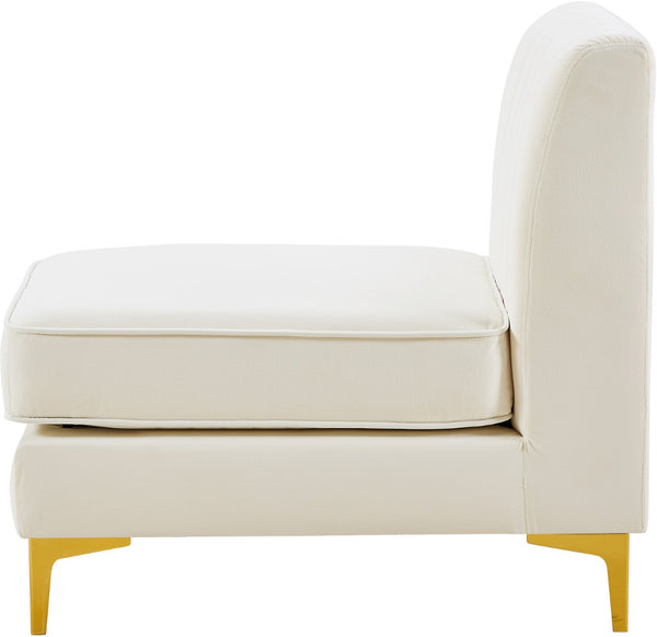 Alina Velvet / Engineered Wood / Metal / Foam Contemporary Cream Velvet Armless Chair - 26" W x 33.5" D x 31" H