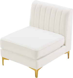 Alina Velvet / Engineered Wood / Metal / Foam Contemporary Cream Velvet Armless Chair - 26" W x 33.5" D x 31" H