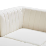 Alina Velvet / Engineered Wood / Metal / Foam Contemporary Cream Velvet Corner Chair - 33.5" W x 33.5" D x 31" H