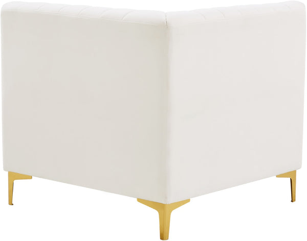 Alina Velvet / Engineered Wood / Metal / Foam Contemporary Cream Velvet Corner Chair - 33.5" W x 33.5" D x 31" H