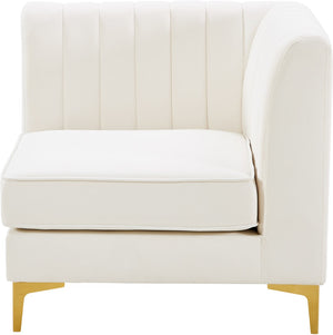 Alina Velvet / Engineered Wood / Metal / Foam Contemporary Cream Velvet Corner Chair - 33.5" W x 33.5" D x 31" H