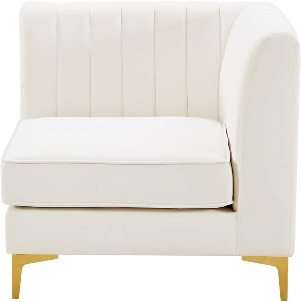 Alina Velvet / Engineered Wood / Metal / Foam Contemporary Cream Velvet Corner Chair - 33.5" W x 33.5" D x 31" H