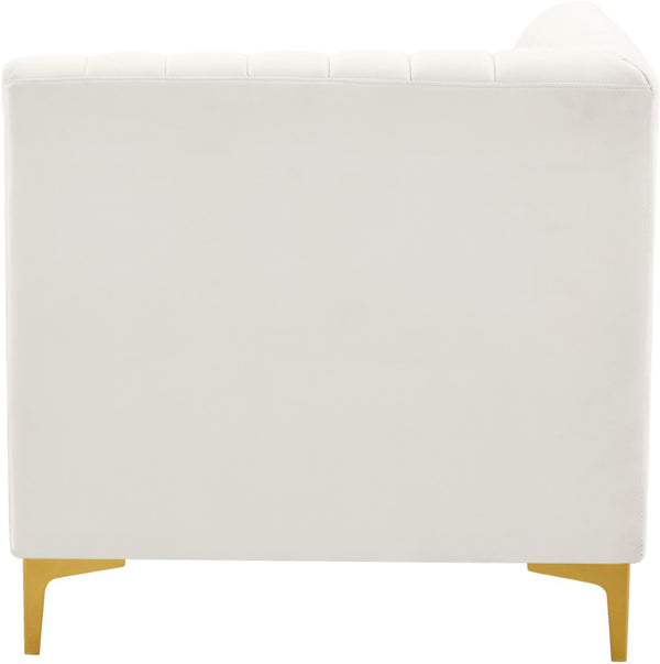 Alina Velvet / Engineered Wood / Metal / Foam Contemporary Cream Velvet Corner Chair - 33.5" W x 33.5" D x 31" H