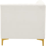 Alina Velvet / Engineered Wood / Metal / Foam Contemporary Cream Velvet Corner Chair - 33.5" W x 33.5" D x 31" H