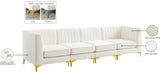 Alina Velvet / Engineered Wood / Metal / Foam Contemporary Cream Velvet Modular Sofa - 119" W x 33.5" D x 31" H