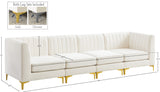 Alina Velvet / Engineered Wood / Metal / Foam Contemporary Cream Velvet Modular Sofa - 119" W x 33.5" D x 31" H