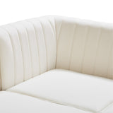 Alina Velvet / Engineered Wood / Metal / Foam Contemporary Cream Velvet Modular Sofa - 119" W x 33.5" D x 31" H