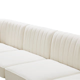 Alina Velvet / Engineered Wood / Metal / Foam Contemporary Cream Velvet Modular Sofa - 119" W x 33.5" D x 31" H