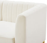 Alina Velvet / Engineered Wood / Metal / Foam Contemporary Cream Velvet Modular Sofa - 119" W x 33.5" D x 31" H