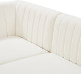 Alina Velvet / Engineered Wood / Metal / Foam Contemporary Cream Velvet Modular Sofa - 119" W x 33.5" D x 31" H