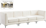 Alina Velvet / Engineered Wood / Metal / Foam Contemporary Cream Velvet Modular Sofa - 119" W x 33.5" D x 31" H