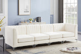 Alina Velvet / Engineered Wood / Metal / Foam Contemporary Cream Velvet Modular Sofa - 119" W x 33.5" D x 31" H