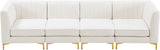 Alina Velvet / Engineered Wood / Metal / Foam Contemporary Cream Velvet Modular Sofa - 119" W x 33.5" D x 31" H