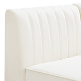 Alina Velvet / Engineered Wood / Metal / Foam Contemporary Cream Velvet Modular Sofa - 119" W x 33.5" D x 31" H