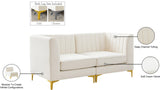 Alina Velvet / Engineered Wood / Metal / Foam Contemporary Cream Velvet Modular Sofa - 67" W x 33.5" D x 31" H