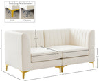 Alina Velvet / Engineered Wood / Metal / Foam Contemporary Cream Velvet Modular Sofa - 67" W x 33.5" D x 31" H