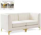 Alina Velvet / Engineered Wood / Metal / Foam Contemporary Cream Velvet Modular Sofa - 67" W x 33.5" D x 31" H