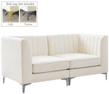 Alina Velvet / Engineered Wood / Metal / Foam Contemporary Cream Velvet Modular Sofa - 67" W x 33.5" D x 31" H