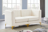 Alina Velvet / Engineered Wood / Metal / Foam Contemporary Cream Velvet Modular Sofa - 67" W x 33.5" D x 31" H