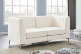 Alina Velvet / Engineered Wood / Metal / Foam Contemporary Cream Velvet Modular Sofa - 67" W x 33.5" D x 31" H