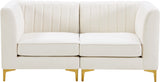 Alina Velvet / Engineered Wood / Metal / Foam Contemporary Cream Velvet Modular Sofa - 67" W x 33.5" D x 31" H