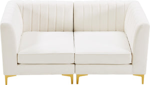 Alina Velvet / Engineered Wood / Metal / Foam Contemporary Cream Velvet Modular Sofa - 67" W x 33.5" D x 31" H