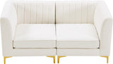 Alina Velvet / Engineered Wood / Metal / Foam Contemporary Cream Velvet Modular Sofa - 67" W x 33.5" D x 31" H