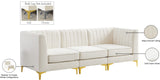 Alina Velvet / Engineered Wood / Metal / Foam Contemporary Cream Velvet Modular Sofa - 93" W x 33.5" D x 31" H