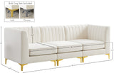 Alina Velvet / Engineered Wood / Metal / Foam Contemporary Cream Velvet Modular Sofa - 93" W x 33.5" D x 31" H