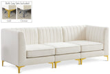 Alina Velvet / Engineered Wood / Metal / Foam Contemporary Cream Velvet Modular Sofa - 93" W x 33.5" D x 31" H