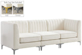 Alina Velvet / Engineered Wood / Metal / Foam Contemporary Cream Velvet Modular Sofa - 93" W x 33.5" D x 31" H