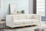 Alina Velvet / Engineered Wood / Metal / Foam Contemporary Cream Velvet Modular Sofa - 93" W x 33.5" D x 31" H